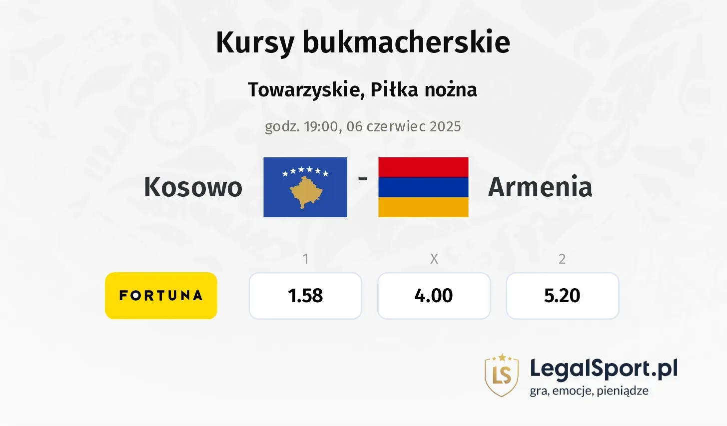 Kosowo - Armenia typy, kursy