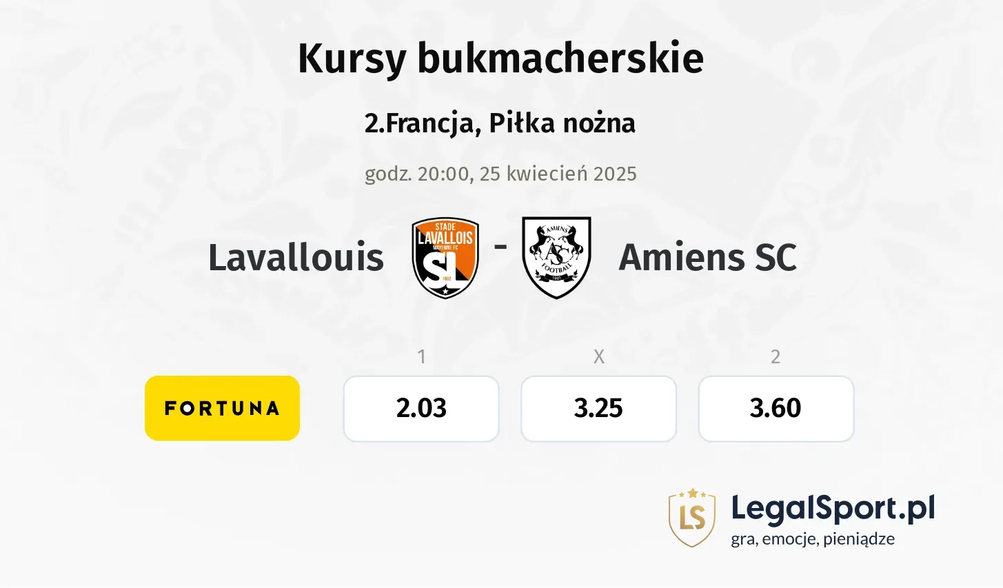 Lavallouis - Amiens SC typy, kursy