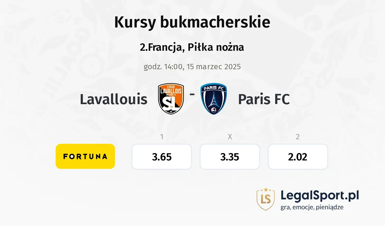 Lavallouis - Paris FC typy, kursy