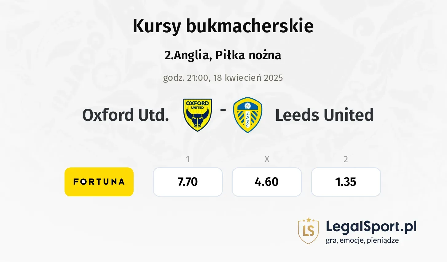 Oxford Utd. - Leeds United typy, kursy