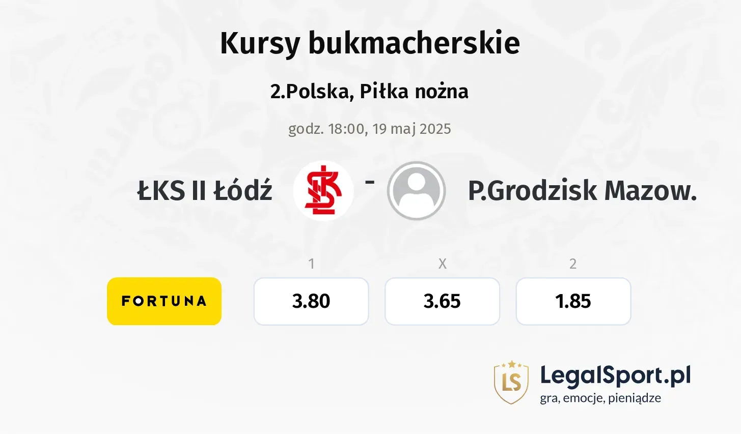 ŁKS II Łódź - P.Grodzisk Mazow. promocje bonusy na mecz