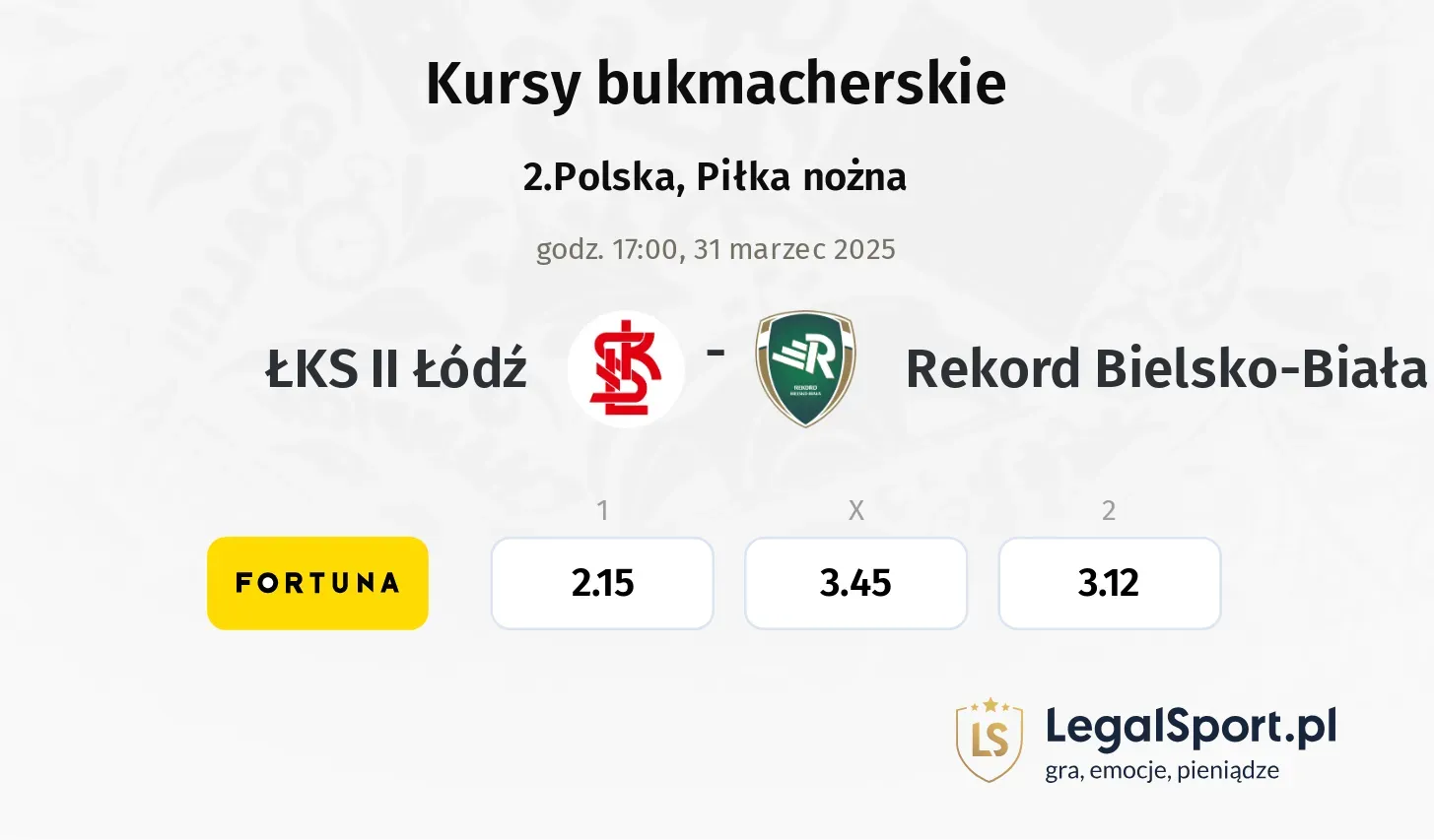 ŁKS II Łódź - Rekord Bielsko-Biała typy, kursy