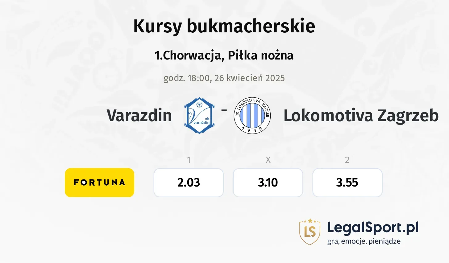 Varazdin - Lokomotiva Zagrzeb typy, kursy
