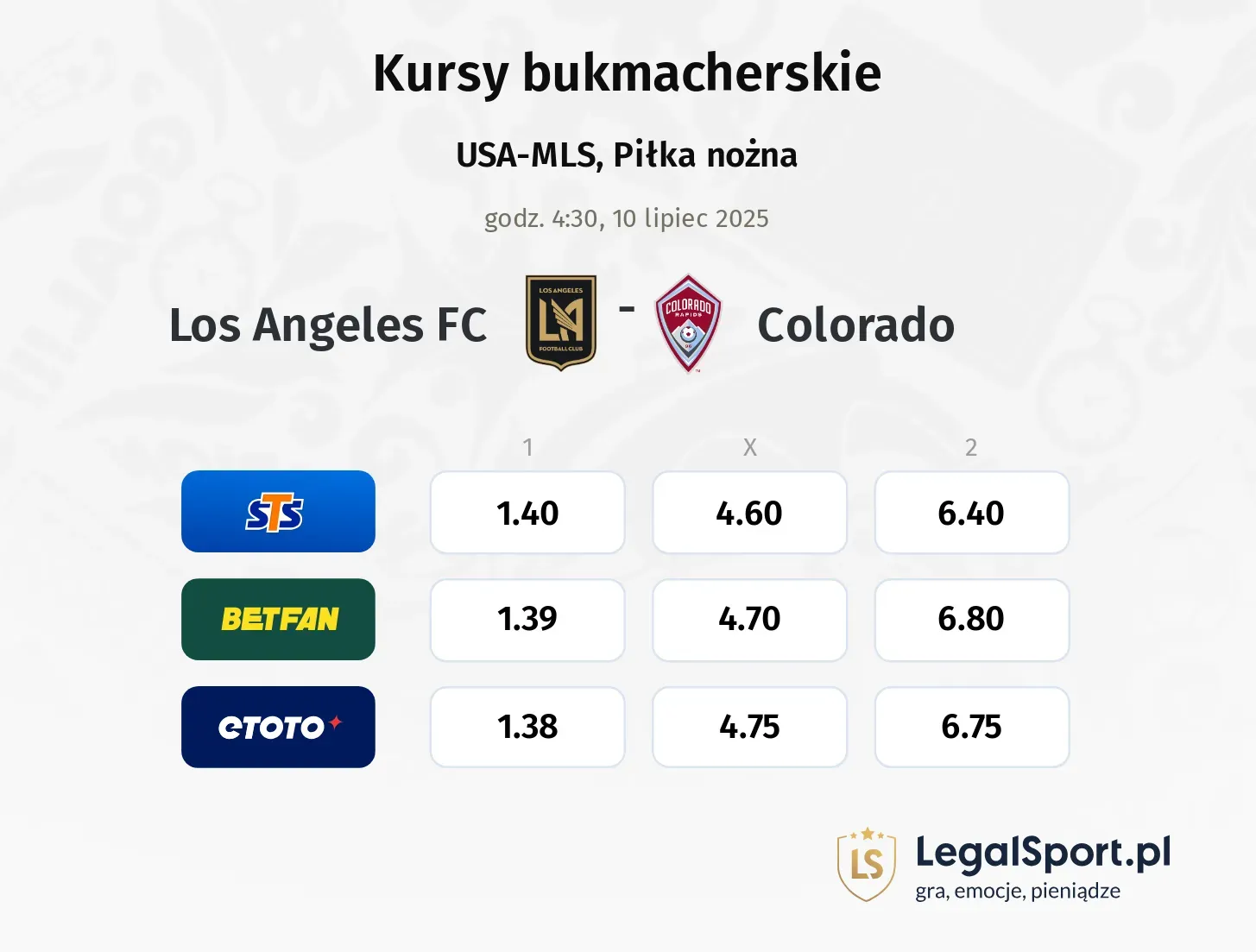 Los Angeles FC - Colorado promocje bonusy na mecz
