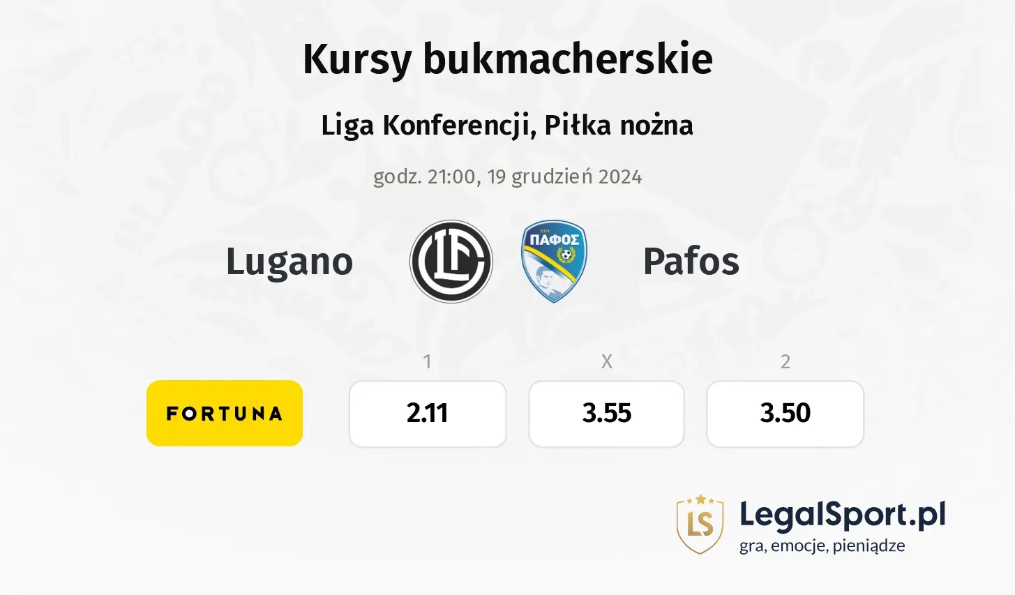 Lugano - Pafos typy, kursy ( 01.05.2025)