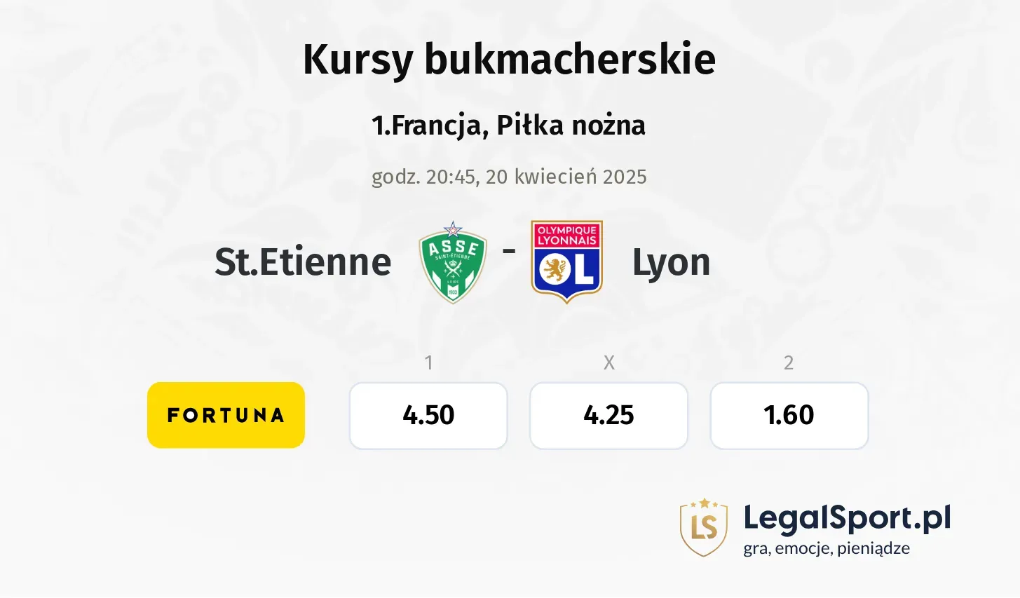 St.Etienne - Lyon typy, kursy
