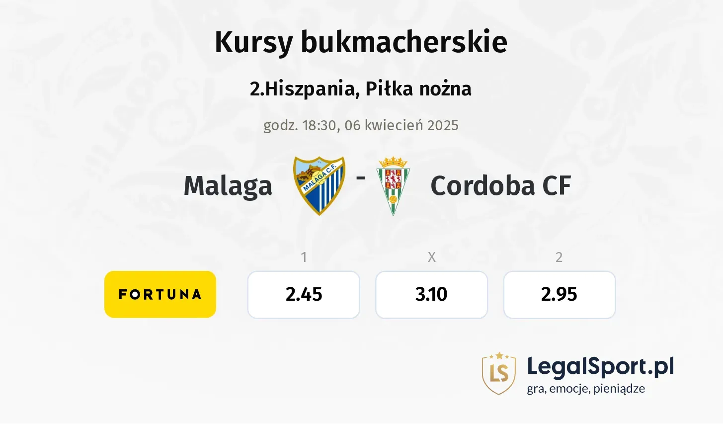Malaga - Cordoba CF typy, kursy