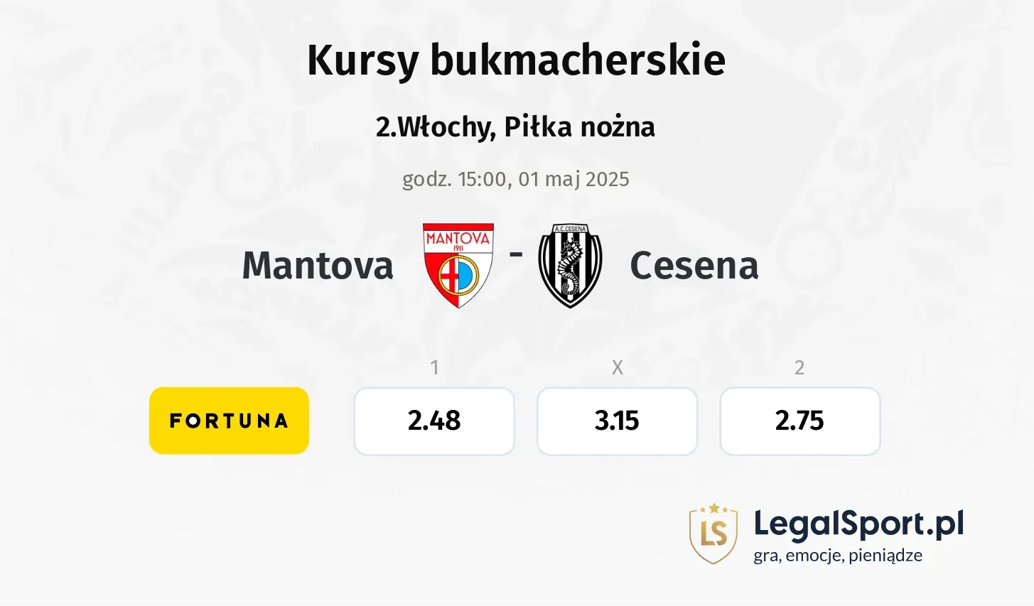 Mantova - Cesena typy, kursy