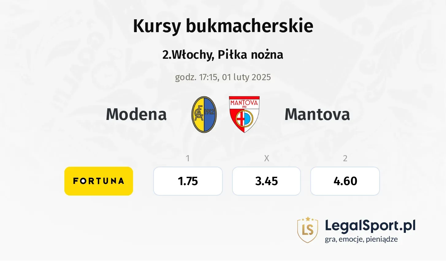 Modena - Mantova typy, kursy