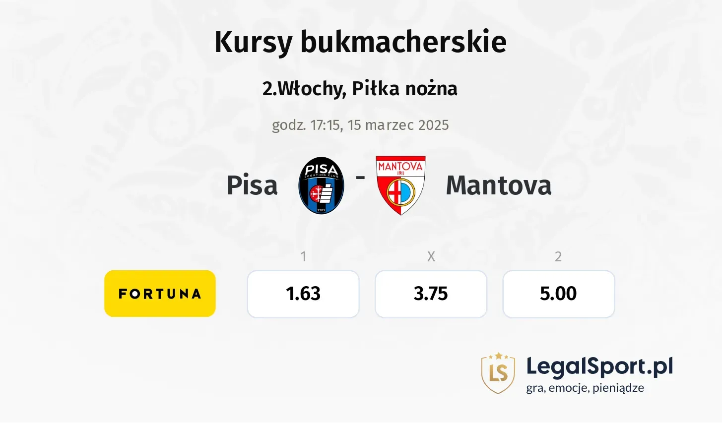 Pisa - Mantova typy, kursy