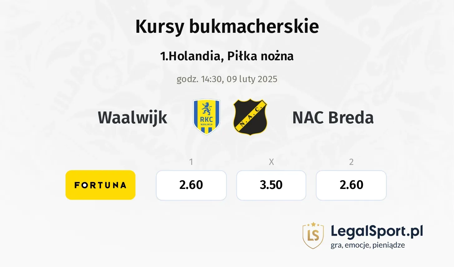 Waalwijk - NAC Breda typy, kursy