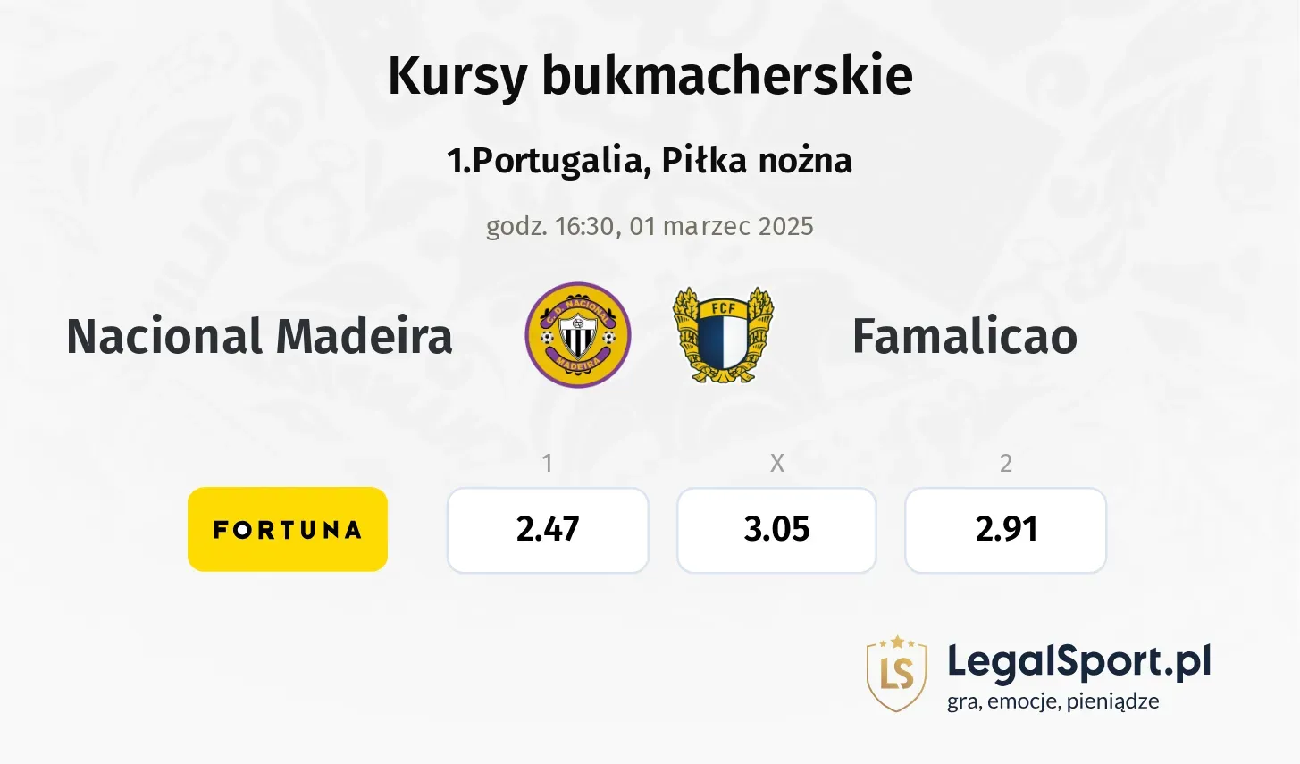 Nacional Madeira - Famalicao typy, kursy