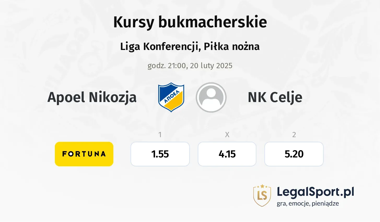 Apoel Nikozja - NK Celje typy, kursy