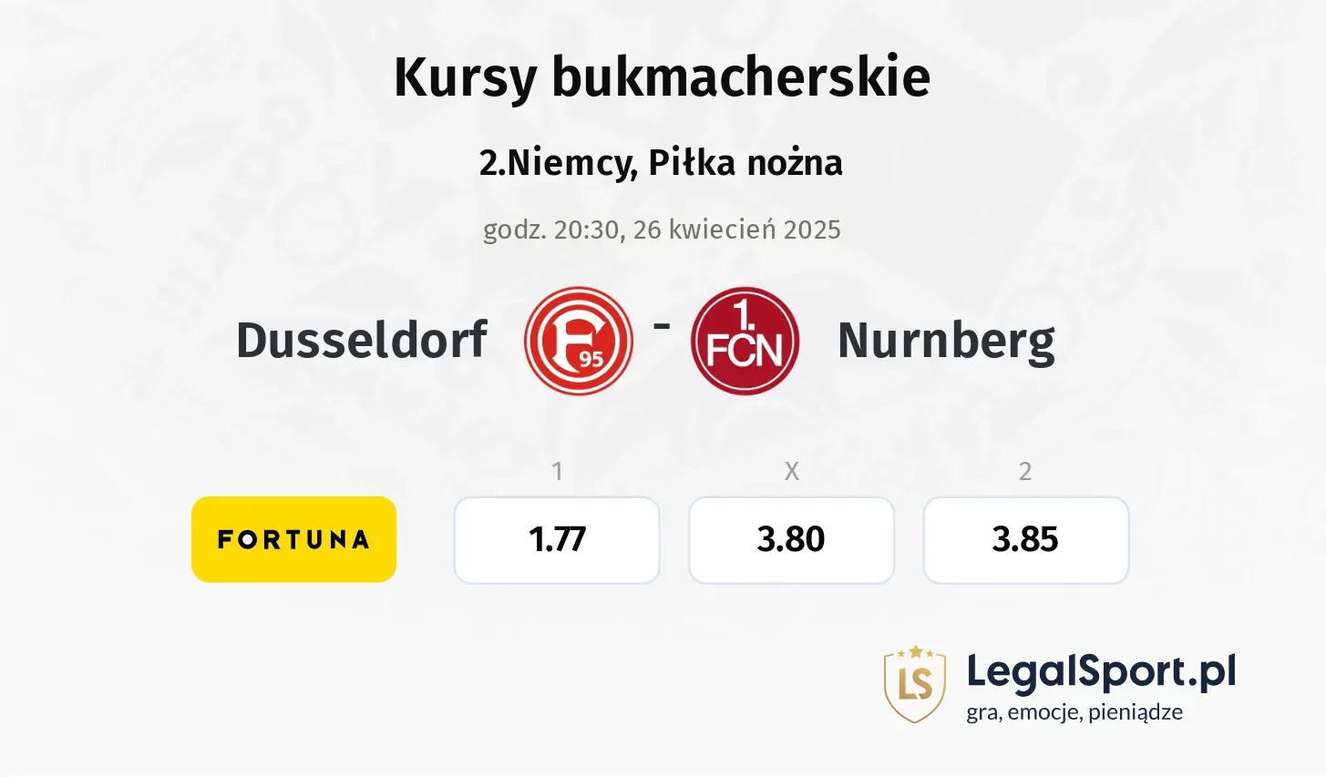 Dusseldorf - Nurnberg typy, kursy