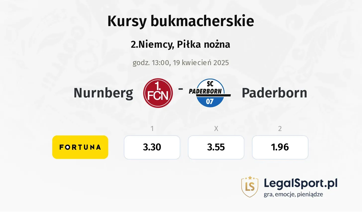Nurnberg - Paderborn typy, kursy