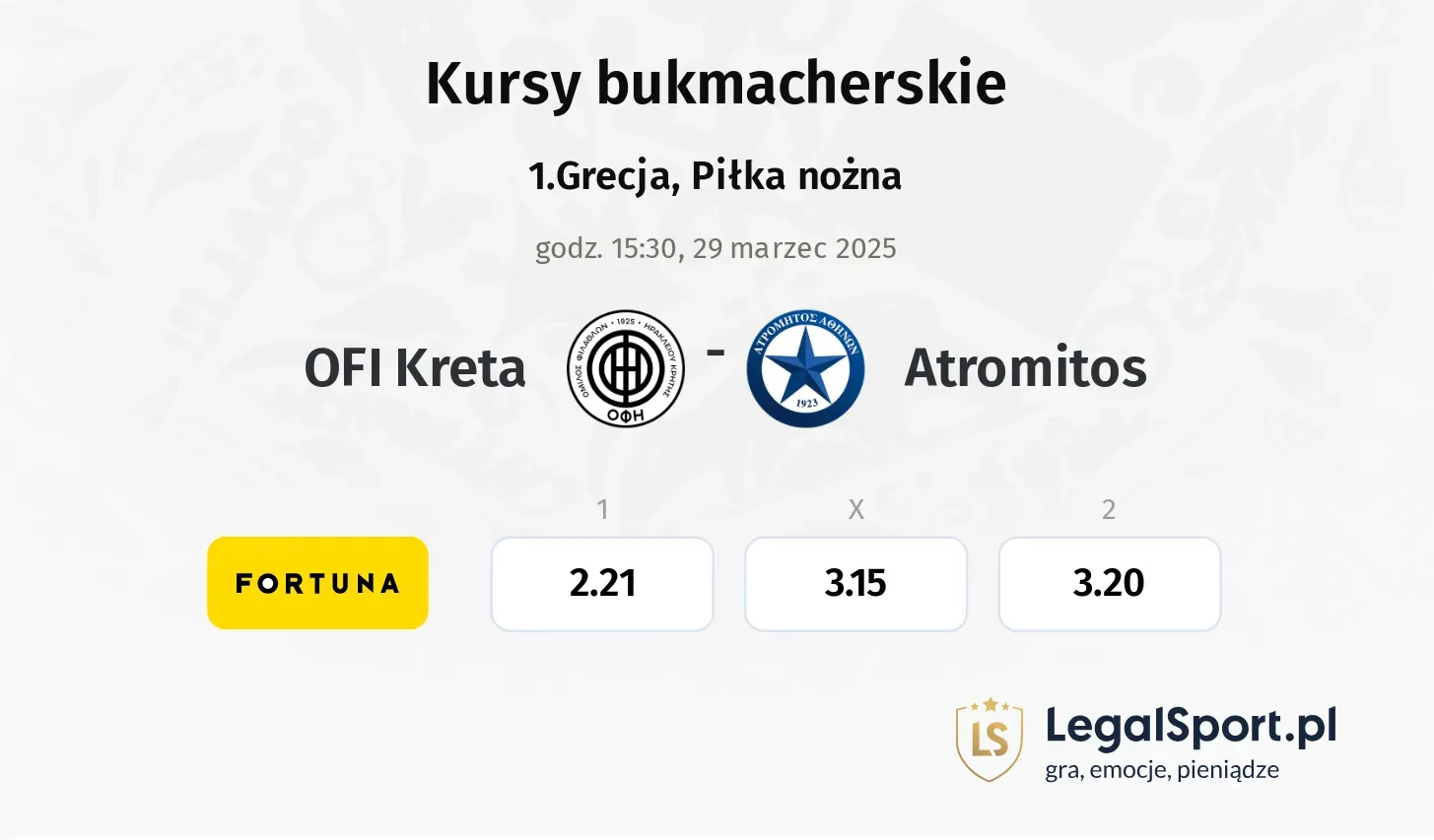 OFI Kreta - Atromitos typy, kursy