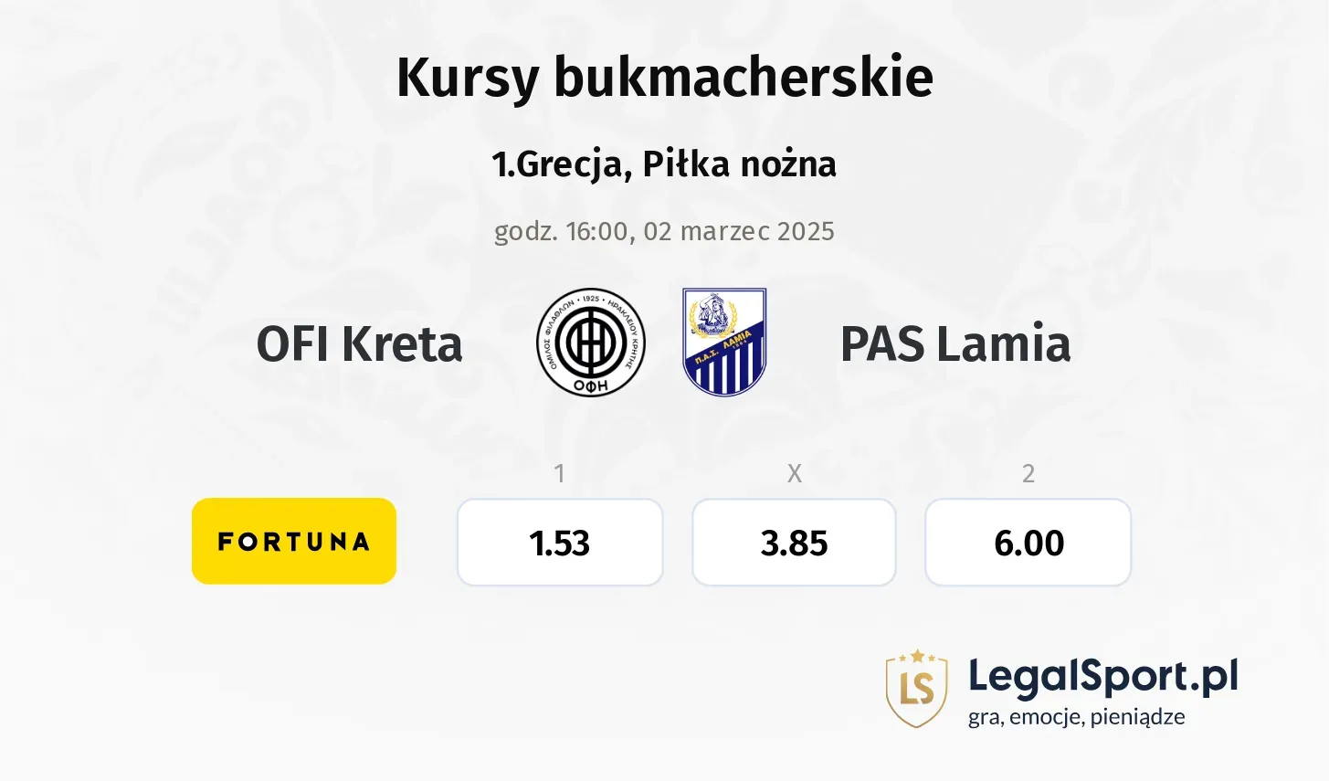 OFI Kreta - PAS Lamia typy, kursy