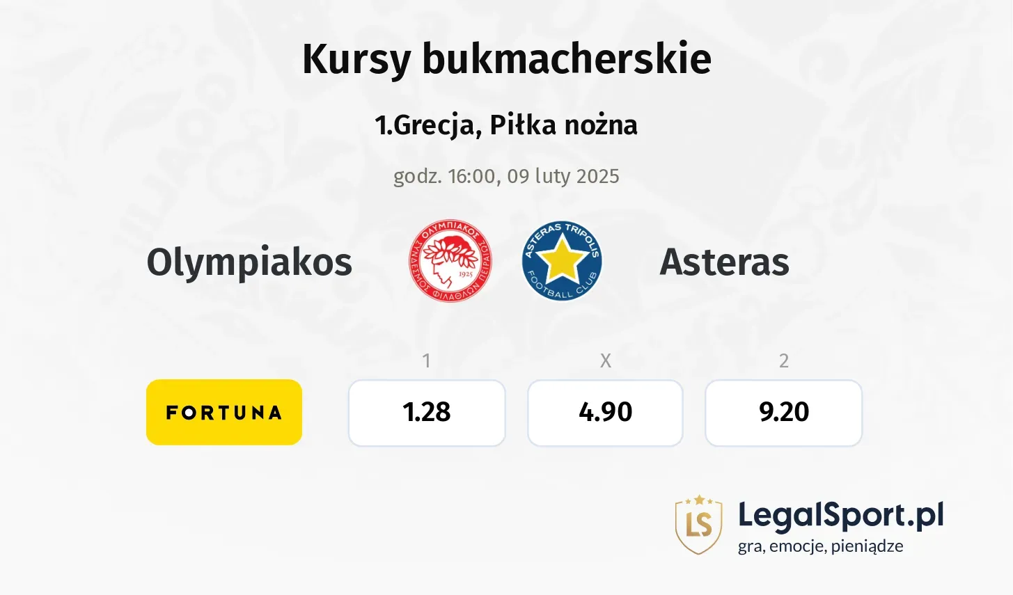 Olympiakos - Asteras typy, kursy