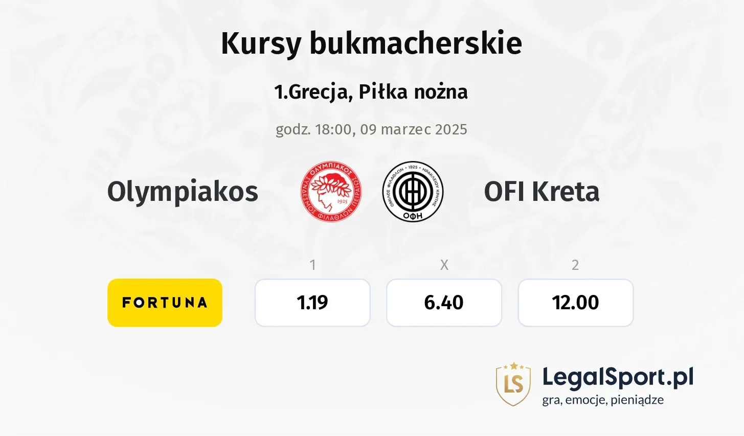 Olympiakos - OFI Kreta typy, kursy