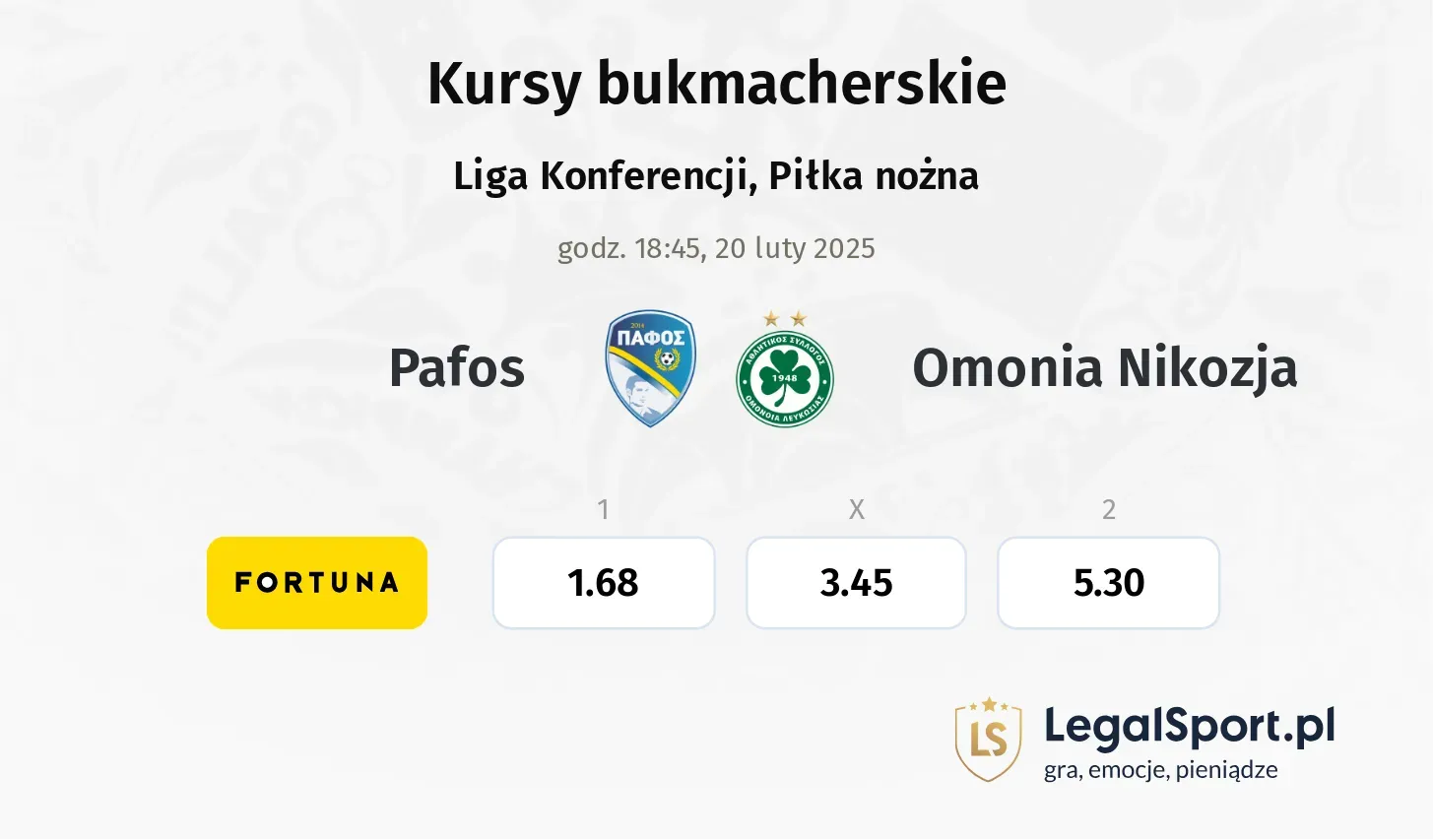Pafos - Omonia Nikozja typy, kursy