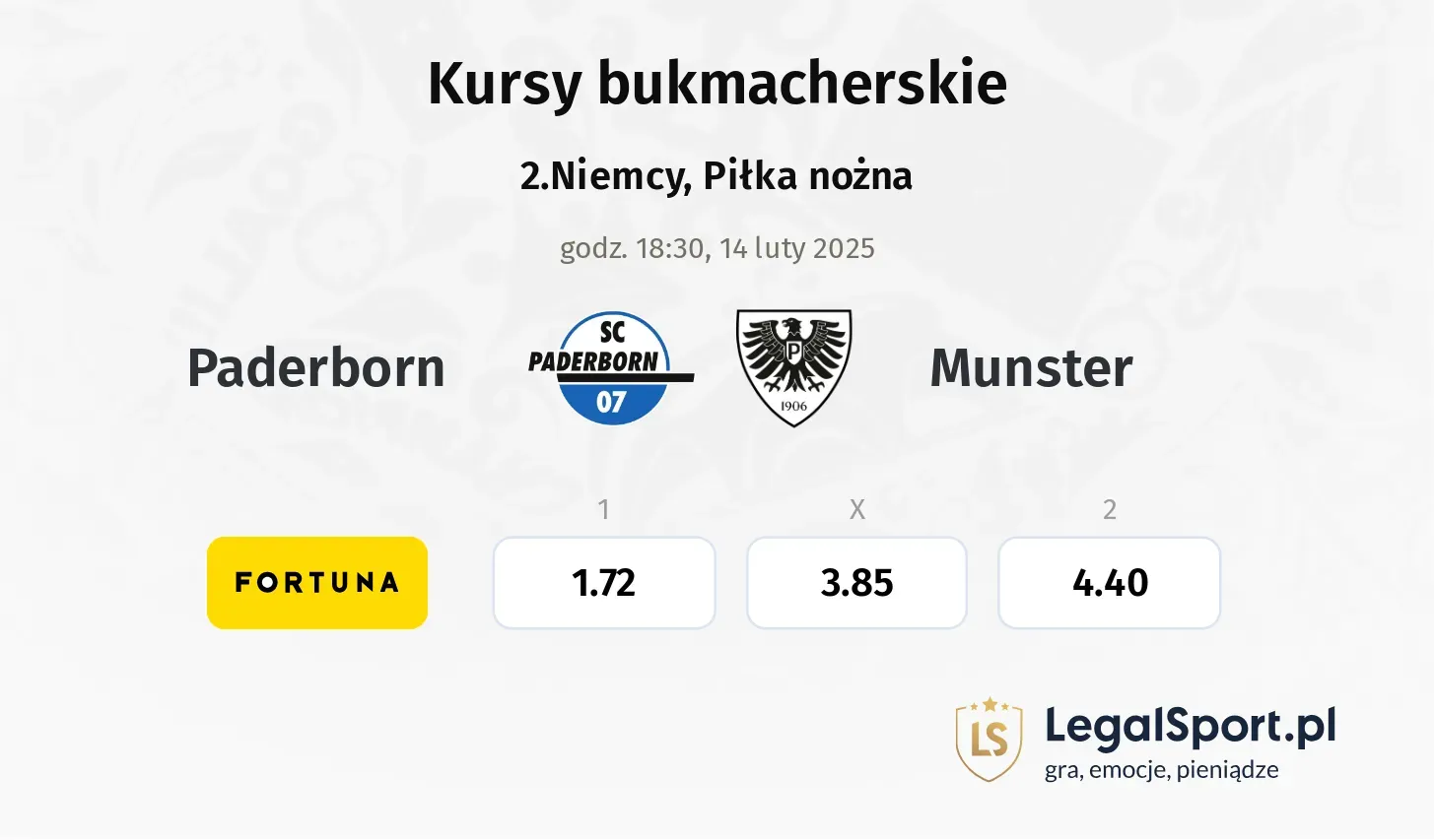 Paderborn - Munster typy, kursy