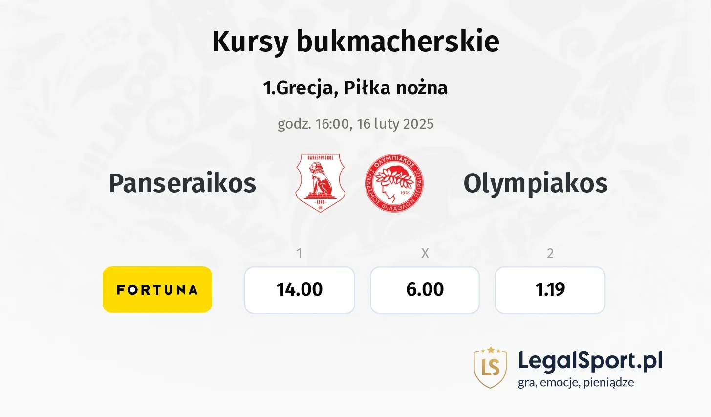 Panseraikos - Olympiakos typy, kursy
