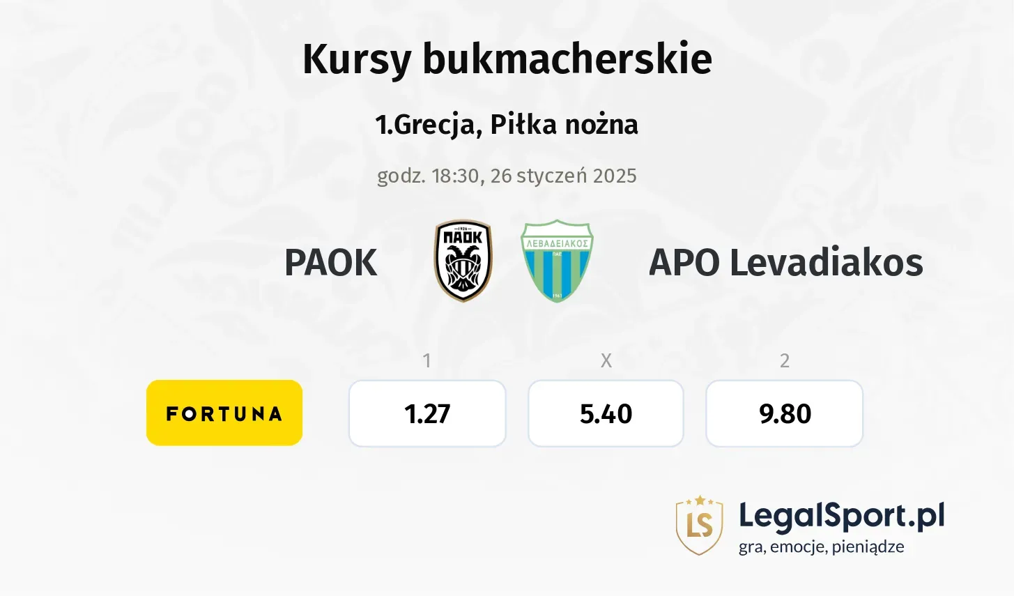 PAOK - APO Levadiakos typy, kursy