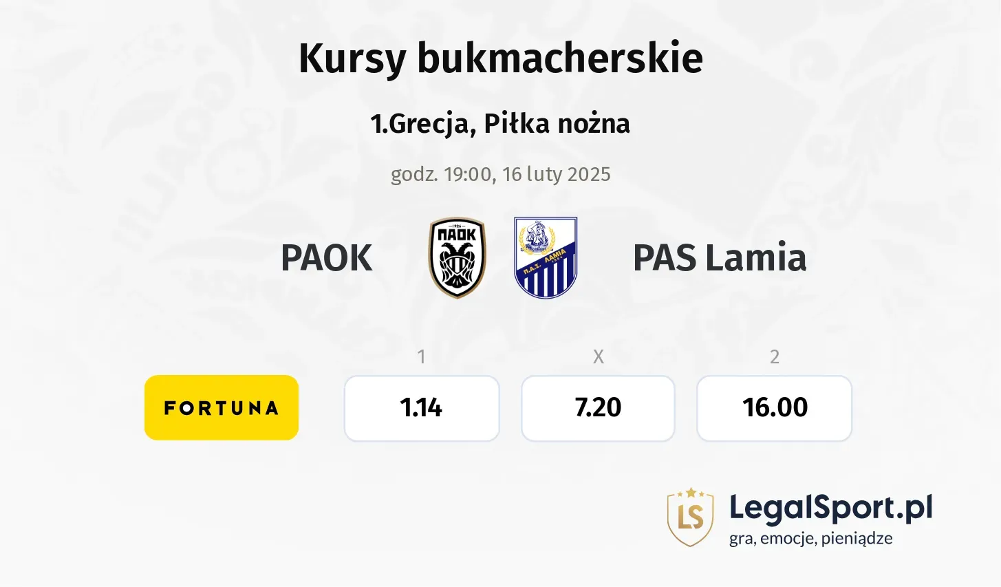 PAOK - PAS Lamia typy, kursy