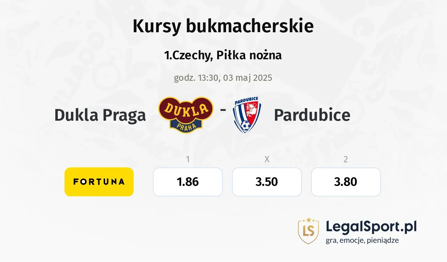Dukla Praga - Pardubice typy, kursy