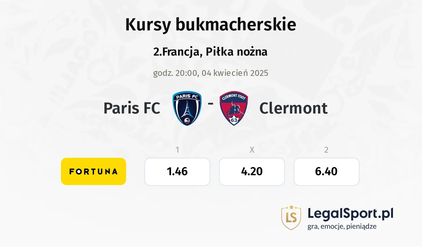 Paris FC - Clermont typy, kursy