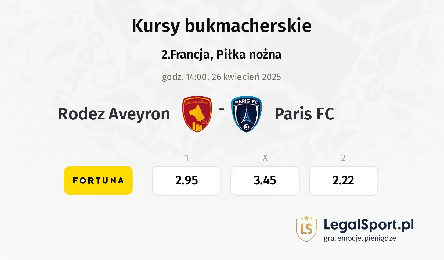 Rodez Aveyron - Paris FC typy, kursy