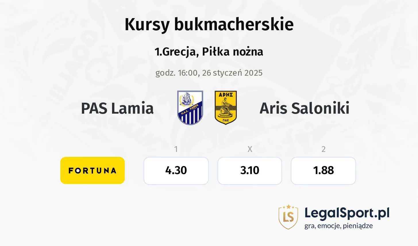 PAS Lamia - Aris Saloniki typy, kursy