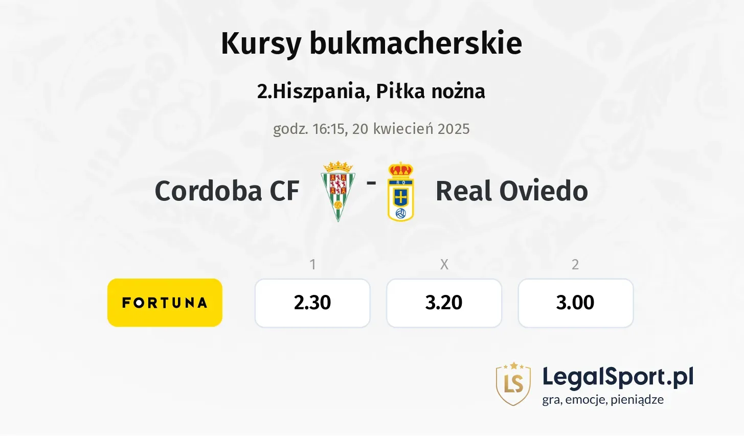 Cordoba CF - Real Oviedo typy, kursy