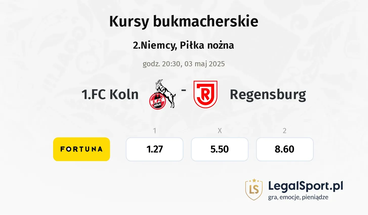 1.FC Koln - Regensburg typy, kursy