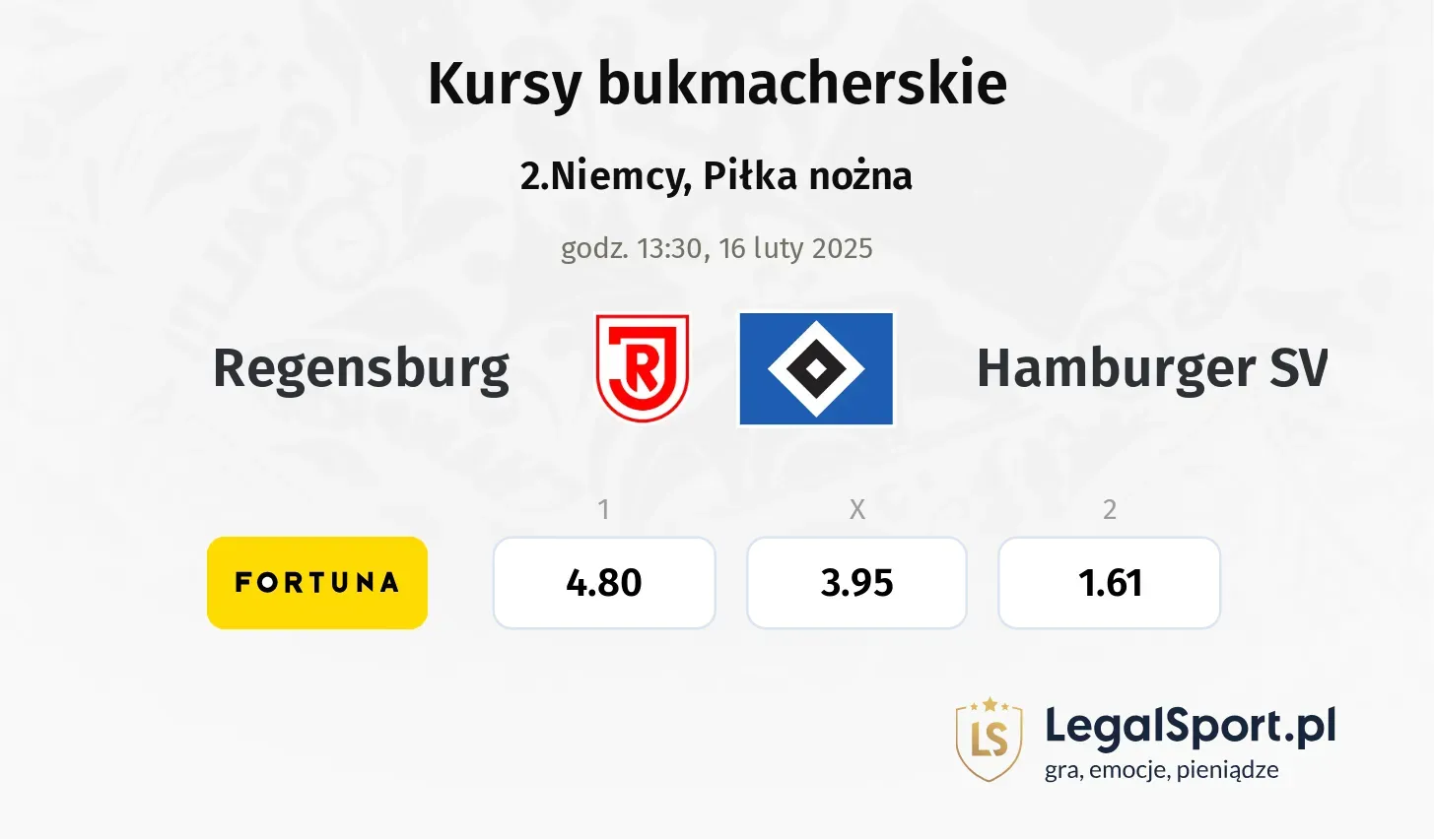 Regensburg - Hamburger SV typy, kursy