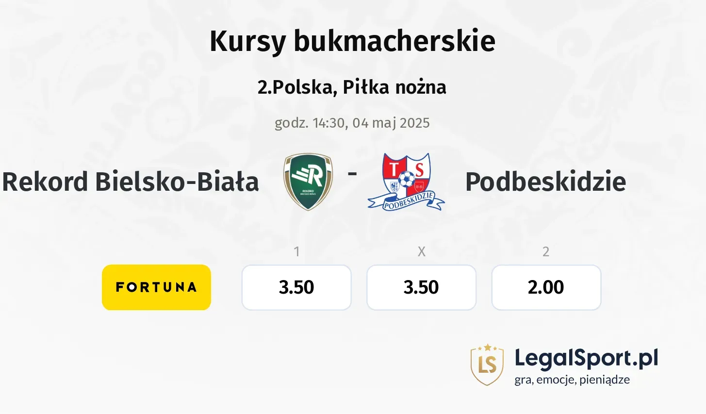 Rekord Bielsko-Biała - Podbeskidzie typy, kursy
