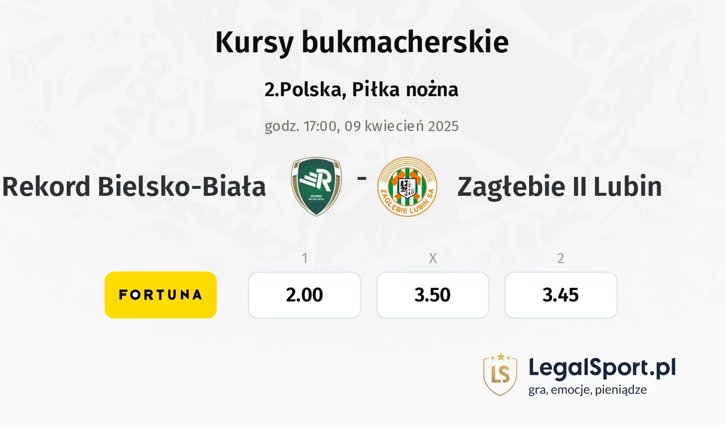 Rekord Bielsko-Biała - Zagłebie II Lubin typy, kursy