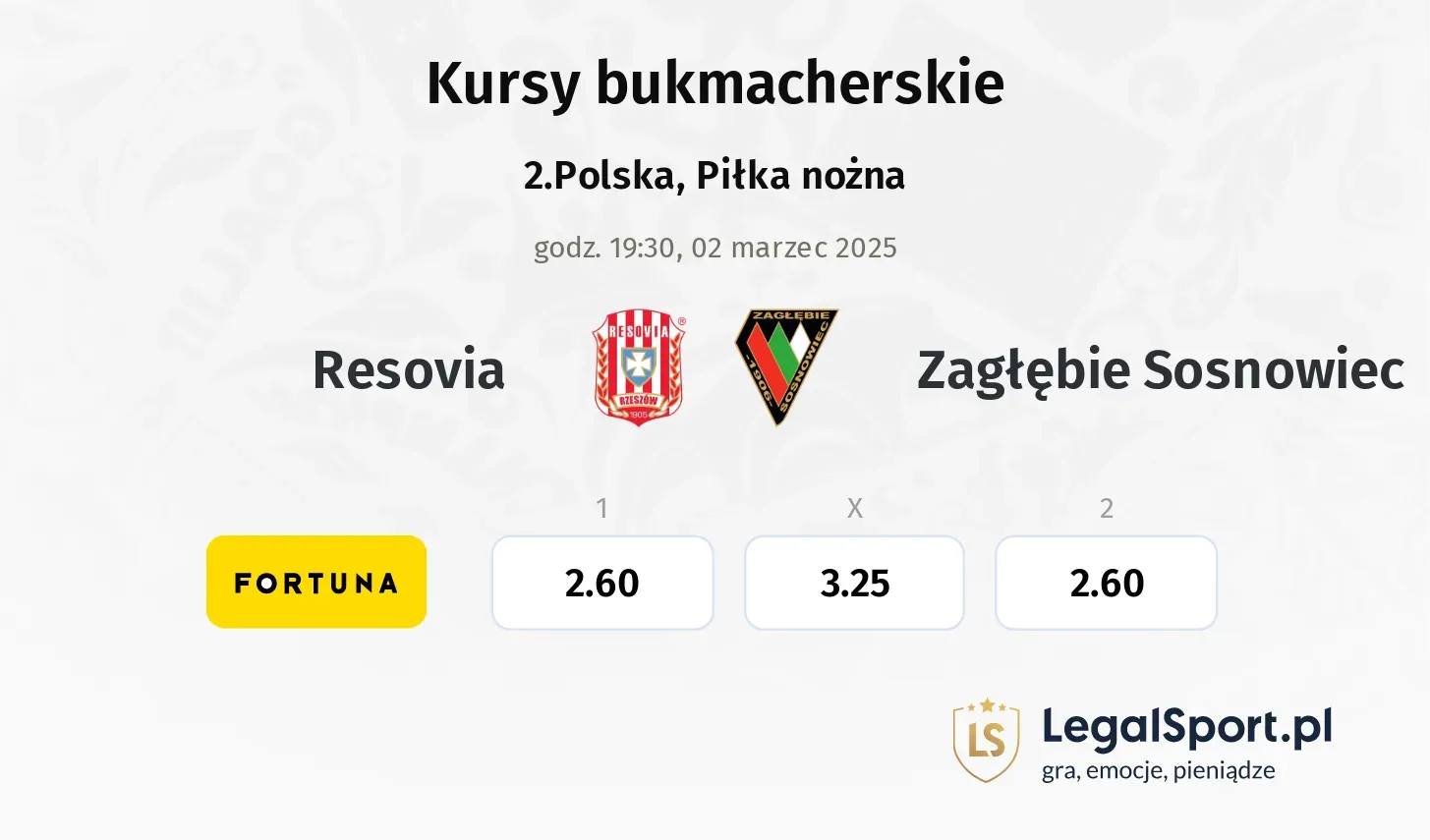 Resovia - Zagłębie Sosnowiec typy, kursy