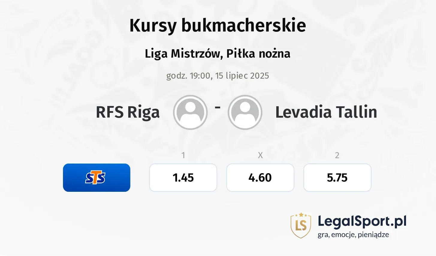 RFS Riga - Levadia Tallin typy, kursy