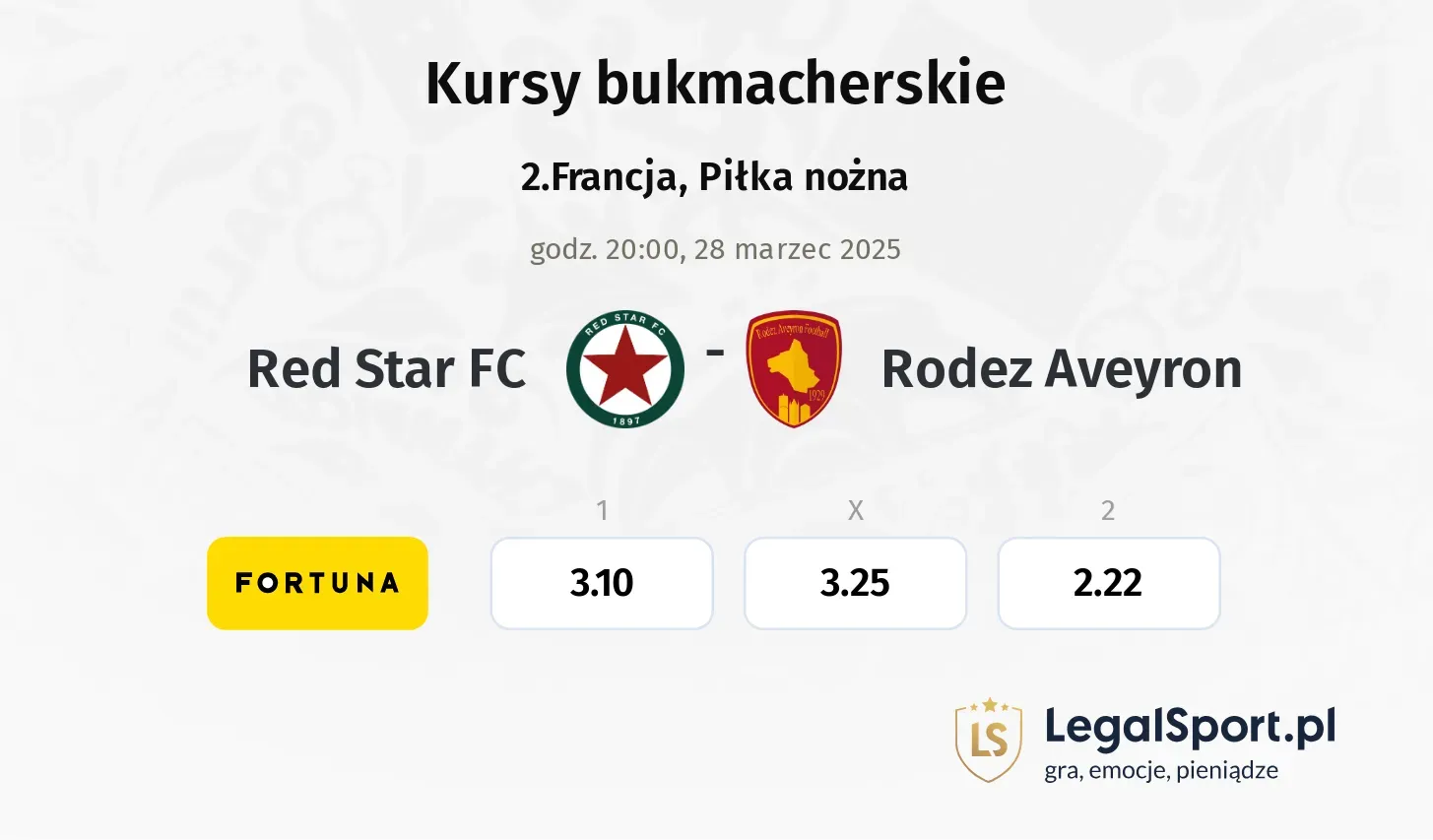 Red Star FC - Rodez Aveyron typy, kursy