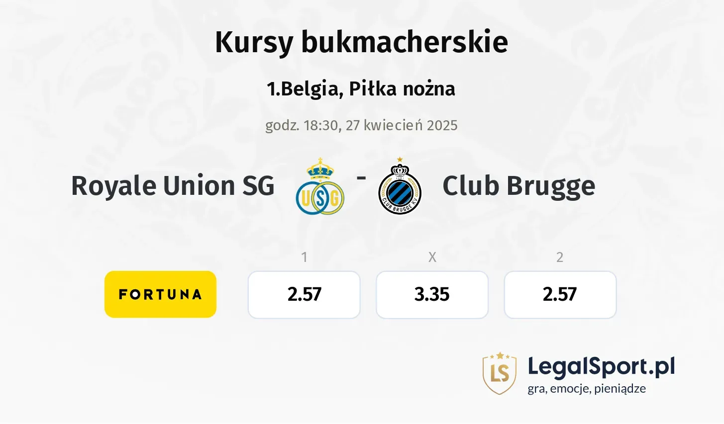 Royale Union SG - Club Brugge typy, kursy