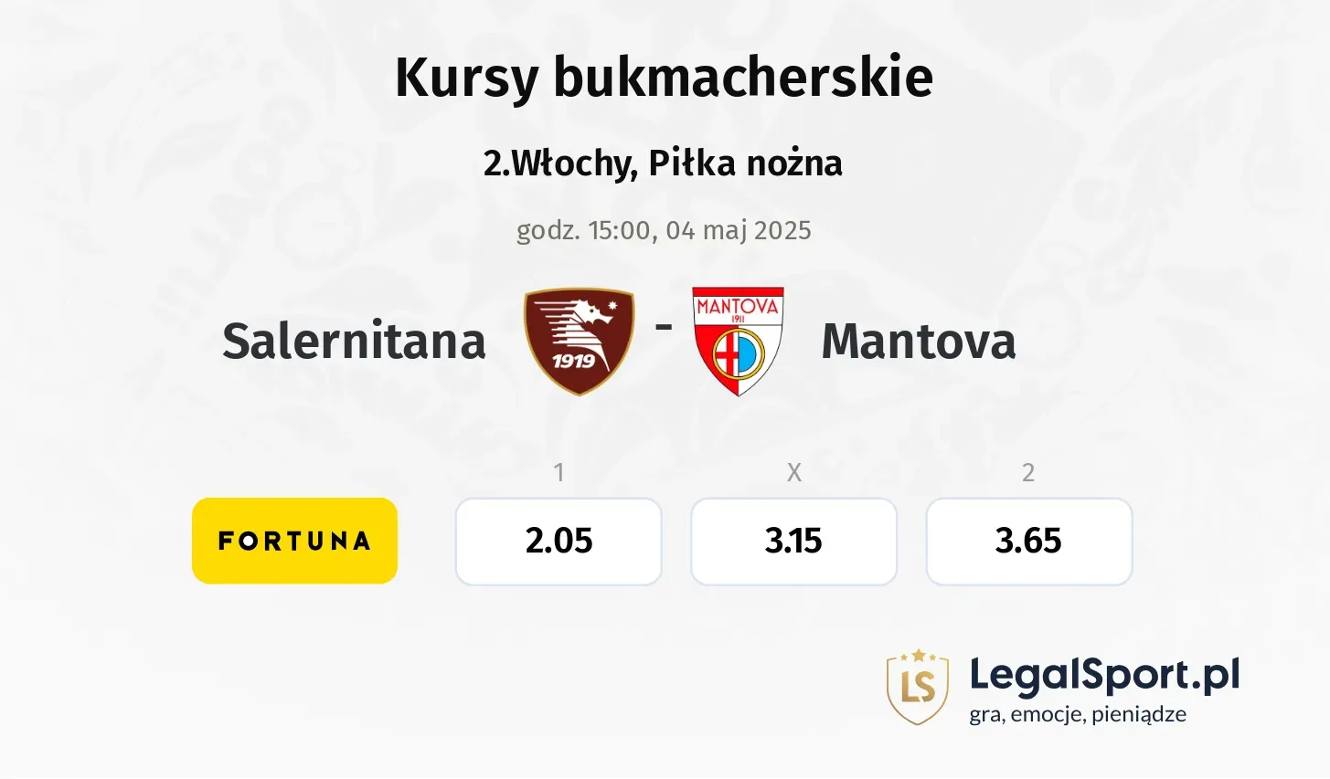 Salernitana - Mantova typy, kursy