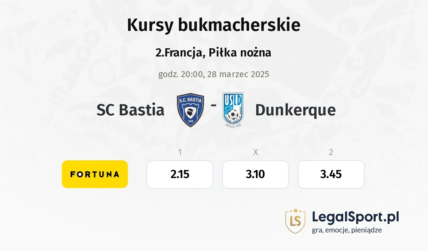 SC Bastia - Dunkerque typy, kursy