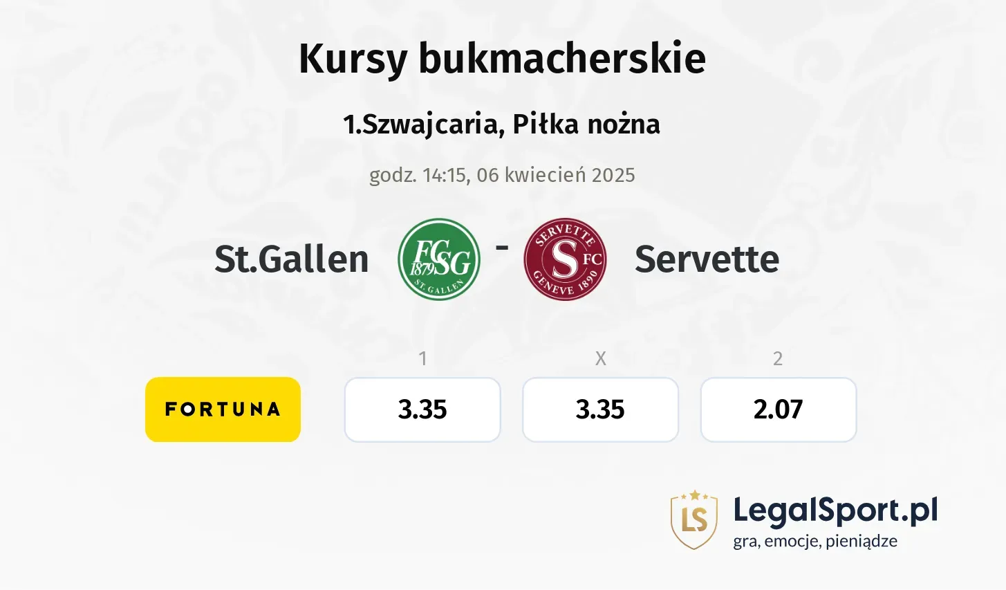 St.Gallen - Servette typy, kursy
