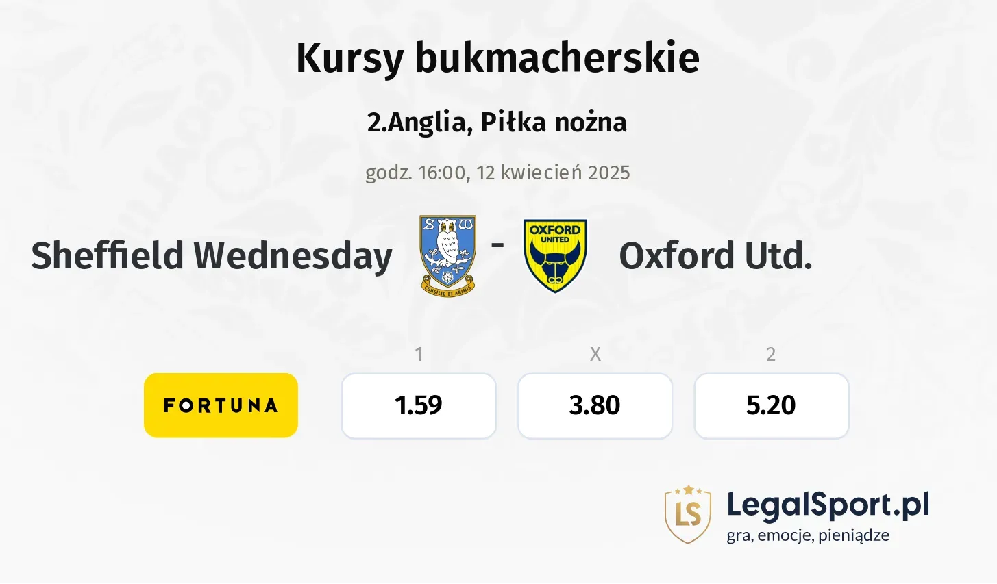Sheffield Wednesday - Oxford Utd. typy, kursy
