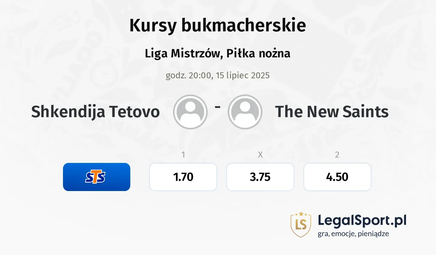 Shkendija Tetovo - The New Saints typy, kursy