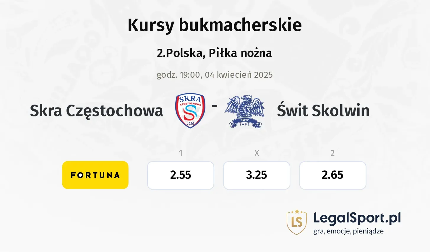 Skra Częstochowa - Świt Skolwin typy, kursy