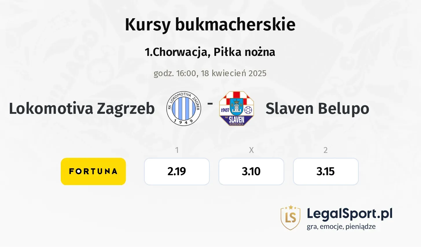 Lokomotiva Zagrzeb - Slaven Belupo typy, kursy