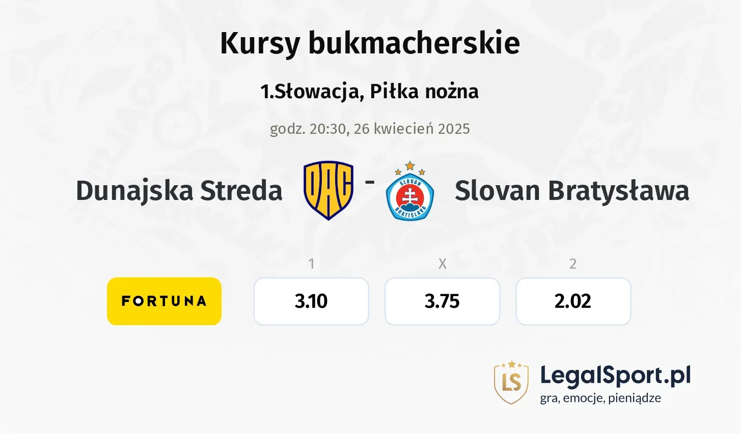 Dunajska Streda  - Slovan Bratysława typy, kursy