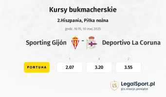 Sporting Gijón - Deportivo La Coruna typy, kursy